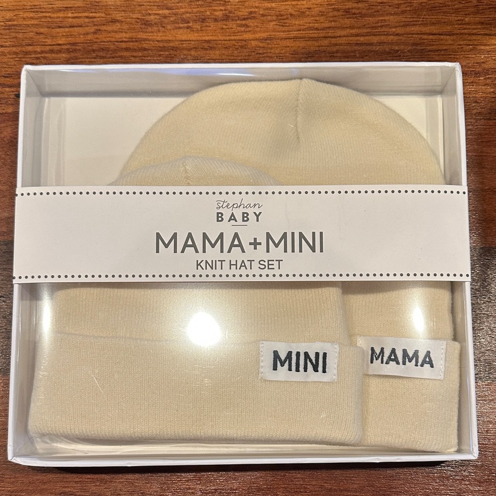 Cream Knit Hat Set for Mama and Mini